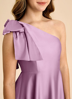 Azazie Penguin Junior Abito A-Line in Raso Elasticizzato Fiocco Glicine image7