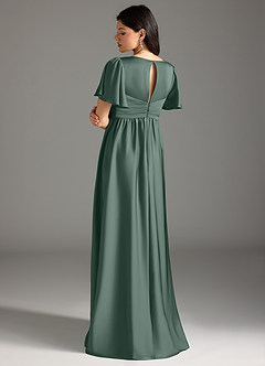 Azazie Verna Maternity Bridesmaid Dresses A-Line Ruched Stretch Satin Floor-Length Dress image2