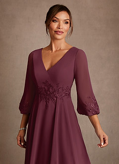 Azazie Yorba Moeder van de bruid jurken A-Lijn Jurk van Chiffon Kant Cabernet image5