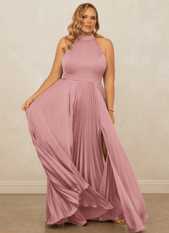 Christian Siriano Bridal for Azazie 1007 Bridesmaid Dresses Dusty Rose A-Line Pleated Stretch Satin Dress image12