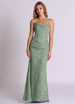 Azazie Sorrel Bridesmaid Dresses Matcha Mermaid Corset Floral Burnout Convertible Dress image6