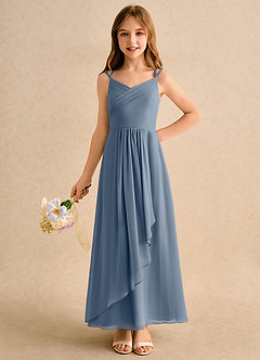 Azazie Zaida Girls Formal Flower Girl Klänningar Klänning A-Line i Chiffong Plisserad image3
