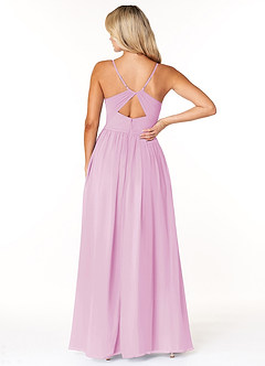 Azazie Dominic Bridesmaid Dresses Candy Pink A-Line V-Neck Pleated Chiffon Dress image2