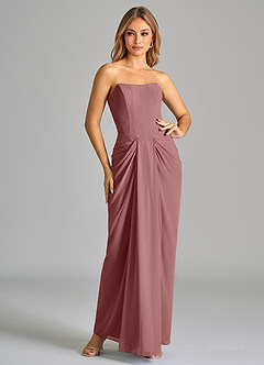 Azazie Anaïs Bridesmaid Dresses Desert Rose Sheath Strapless Chiffon Dress image3