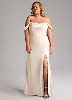 Azazie Saige Bridesmaid Dresses White Alabaster A-Line Off the Shoulder Chiffon Convertible Dress image10