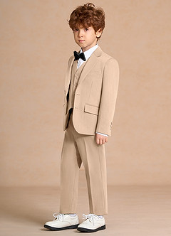 front Oliver Tan Boys 5-Piece Suit With Bow Tie