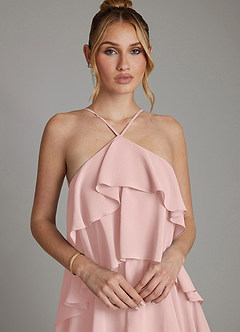 Azazie Deena Kleider zum Anprobieren zu Hause A-Linie Gestreift Chiffon Kleid Staubiger Salbeigrün image3