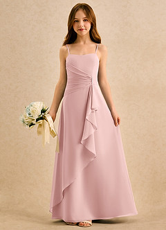 Azazie lolly Girls Formal Flower Girl Dresses Powder Pink A-Line Pleated Chiffon Dress image3