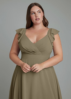 Azazie Leilani Bridesmaid Dresses Willow Green A-Line Pleated Chiffon Dress image11