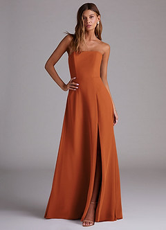 Azazie Wren Bridesmaid Dresses Cinnamon A-Line Side Slit Chiffon Convertible Dress image3