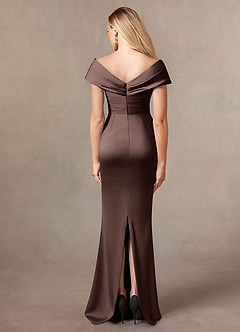 Azazie Ludlow Mother of the Bride Dresses Ganache Mermaid Pleated Stretch Satin Dress image7