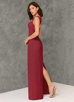 Azazie Flori Brautjungfernkleider Etui Rechteckiger Ausschnitt Chiffon Kleid Granatapfelrot image5