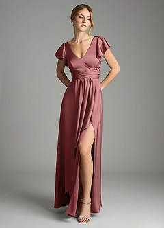Azazie Omari Bridesmaid Dresses Amethyst A-Line Stretch Satin Dress image1