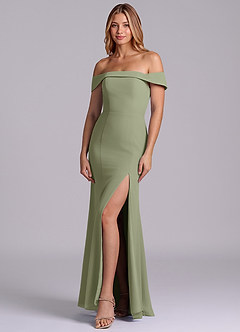 Azazie Luciana Brautjungfernkleider Wandelbar Etui Schulterfrei Chiffon Kleid Pistazie image3