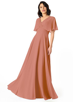 Azazie Pamela Bridesmaid Dresses MAI TAI A-Line V-Neck Pleated Chiffon Dress image1