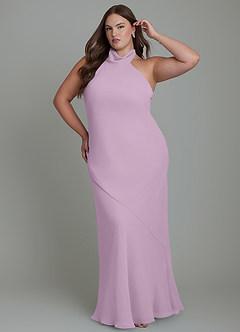 Azazie Velli Bridesmaid Dresses Wisteria Mermaid High Neck Chiffon Dress image10
