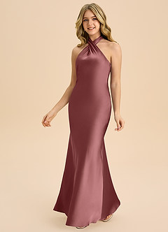 Azazie Chickie Junior Robe Fourreau en Satin extensible Plissée Améthyste image5