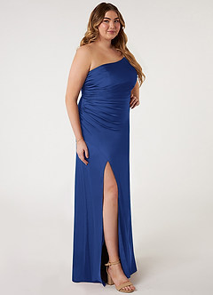 Azazie Eren Bridesmaid Dresses Royal Blue Mermaid One Shoulder Stretch Satin Dress image8