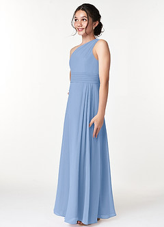 Azazie Cleo Steel Blue A-Line Pleated Chiffon Dress image5