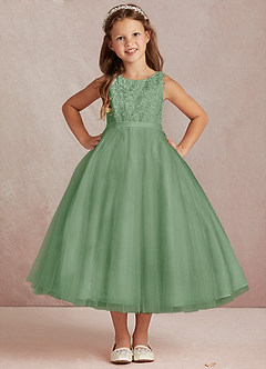 Azazie Calla vestidos de niña de las flores Vestido de Matcha de Tul de Princesa con Encaje image2