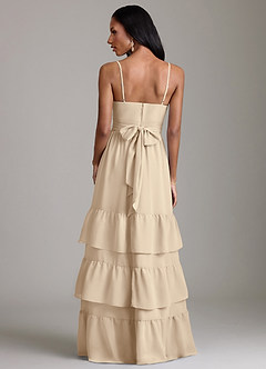 Azazie Nathalia 신부 들러리 드레스 A라인 셔링 쉬폰 바닥 길이 드레스 image2