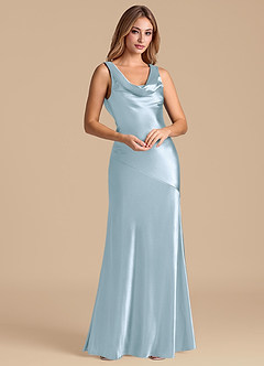 Azazie Rylina 신부 들러리 드레스 인어 메탈릭 새틴 바닥 길이 드레스 image4