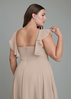 Azazie Leilani Robes de demoiselle d'honneur Robe Trapèze en Mousseline de soie Plissé Taupe image7