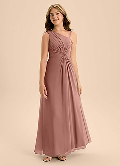 Azazie Brooke Junior Cedar Rose A-Line Side Slit Chiffon Dress image5