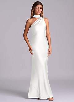 Azazie Seona Morsiusneito Mekot Mrenneito Yksi olkapää Joustava satiini Lattian pituus Pukeutua image3