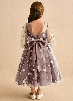 Azazie Elowen Flower Girl Dresses Espresso A-Line Sweetheart Neckline Lace Dress image2
