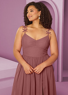 Barbie ♥ Azazie Bridesmaid Dresses Desert Rose A-Line Pleated Chiffon Dress image13