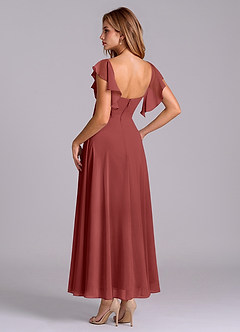 Azazie Leilani Robes de demoiselle d'honneur Robe Trapèze en Mousseline de soie Drapé Terracotta image5