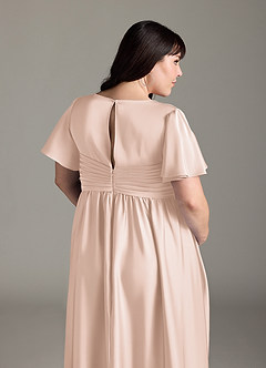 Azazie Verna Maternity Bridesmaid Dresses A-Line Ruched Stretch Satin Floor-Length Dress image10