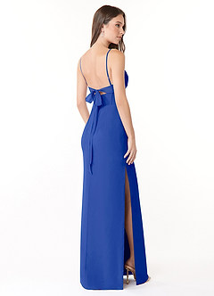 Azazie Mai Bridesmaid Dresses Royal Blue Sheath Pleated Chiffon Dress image4