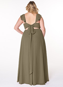 Azazie Everett Bridesmaid Dresses Willow Green A-Line V-neck Ruched Chiffon Dress image7