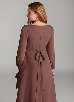 Azazie Leonia Junior Espresso A-Line with Pockets Chiffon Dress image6