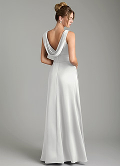 Azazie Karina Bridesmaid Dresses White A-Line Pleated Stretch Satin Dress image5
