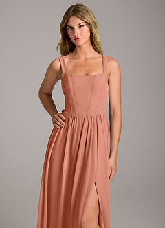 Azazie Rosaline Bridesmaid Dresses MAI TAI A-Line Side Slit Chiffon Dress image2