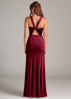 Azazie Rue Bridesmaid Dresses Burgundy A-Line Pleated Velvet Dress image5