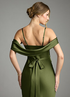 Azazie Malaya 신부 들러리 드레스 인어 주름진 스트레치 새틴 바닥 길이 드레스 image2