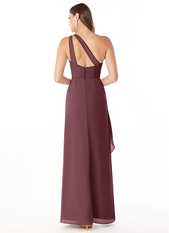 Azazie Maive Bridesmaid Dresses Sangria Sheath Pleated Ruffle Chiffon Dress image2