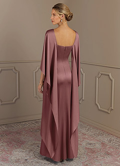 Azazie Eli Mother of the Bride Dresses Vintage Mauve Sheath Boatneck Stretch Satin Dress image2