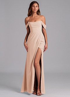 Azazie Johana Jurken voor bruidsmeisjes Converteerbaar Jurk van Chiffon met Zeemeermin Off the Shoulder Engelse Roos image1