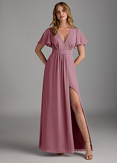 Azazie Zaniah Bridesmaid Dresses Vintage Mauve A-Line Chiffon Dress image1
