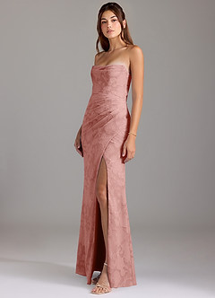 Azazie Leonis Bridesmaid Dresses Rosette Sheath Strapless Floral Burnout Convertible Dress image5