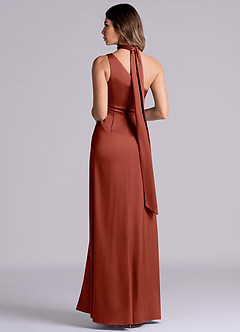 Azazie Philana Bridesmaid Dresses Terracotta A-Line One Shoulder Stretch Satin Dress image7