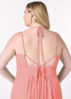 Azazie Farren Brautjungfernkleider Wandelbar A-Linie Plissee Chiffon Kleid Koralle image14