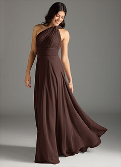 Azazie Charlize Bridesmaid Dresses Ganache A-Line One Shoulder Chiffon Dress image1