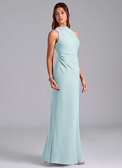 Azazie Evadne Bridesmaid Dresses Sea Glass A-Line Pleated Chiffon Dress image4