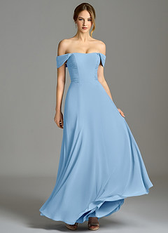 Azazie Oasis Brudtärnklänningar Klä av A-Linje i Chiffong med fickor Puderblå image4